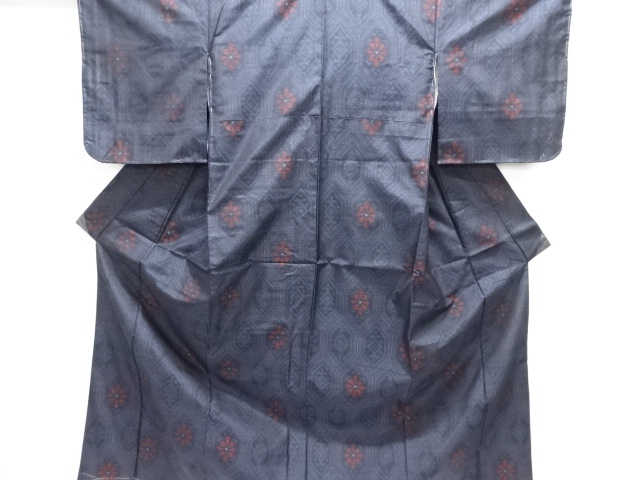 JAPANESE KIMONO / UNUSED DORO OSHIMA TSUMUGI / WOVEN KIKKO & FLOWER